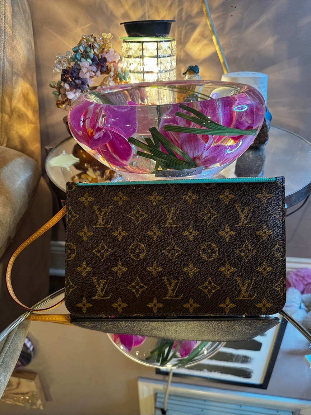 Louis Vuitton Monogram POCHETTE Wristlet Pouch - from Turquoise V Neverfull MM
